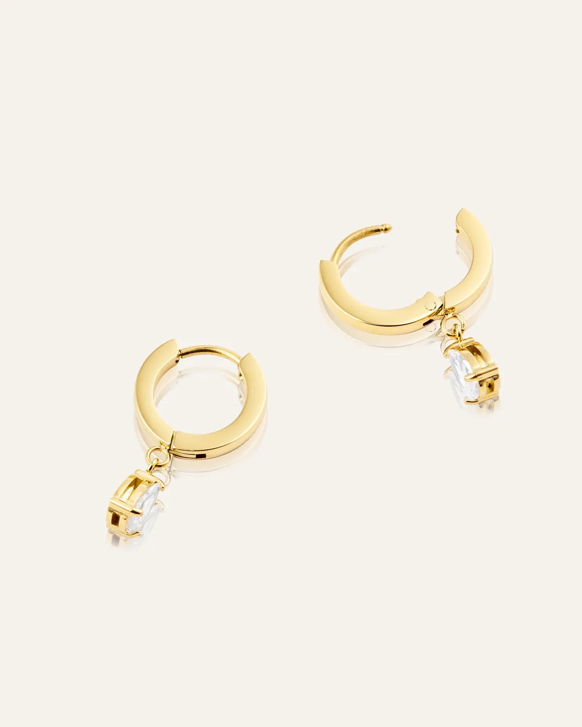 Mockberg Belle White Hoops øredobber gull 13 mm