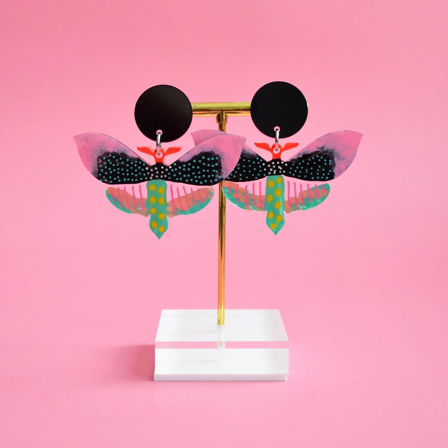 BooandBooFactory Pastel Black Butterfly akryl øredobber