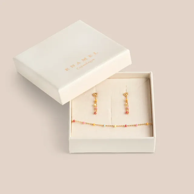 Enamel Lola Rainbow gavesett armbånd øredobber farge