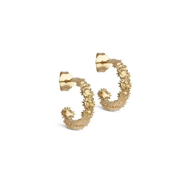 Enamel Sunshine Wreath hoops 16 mm forgylt