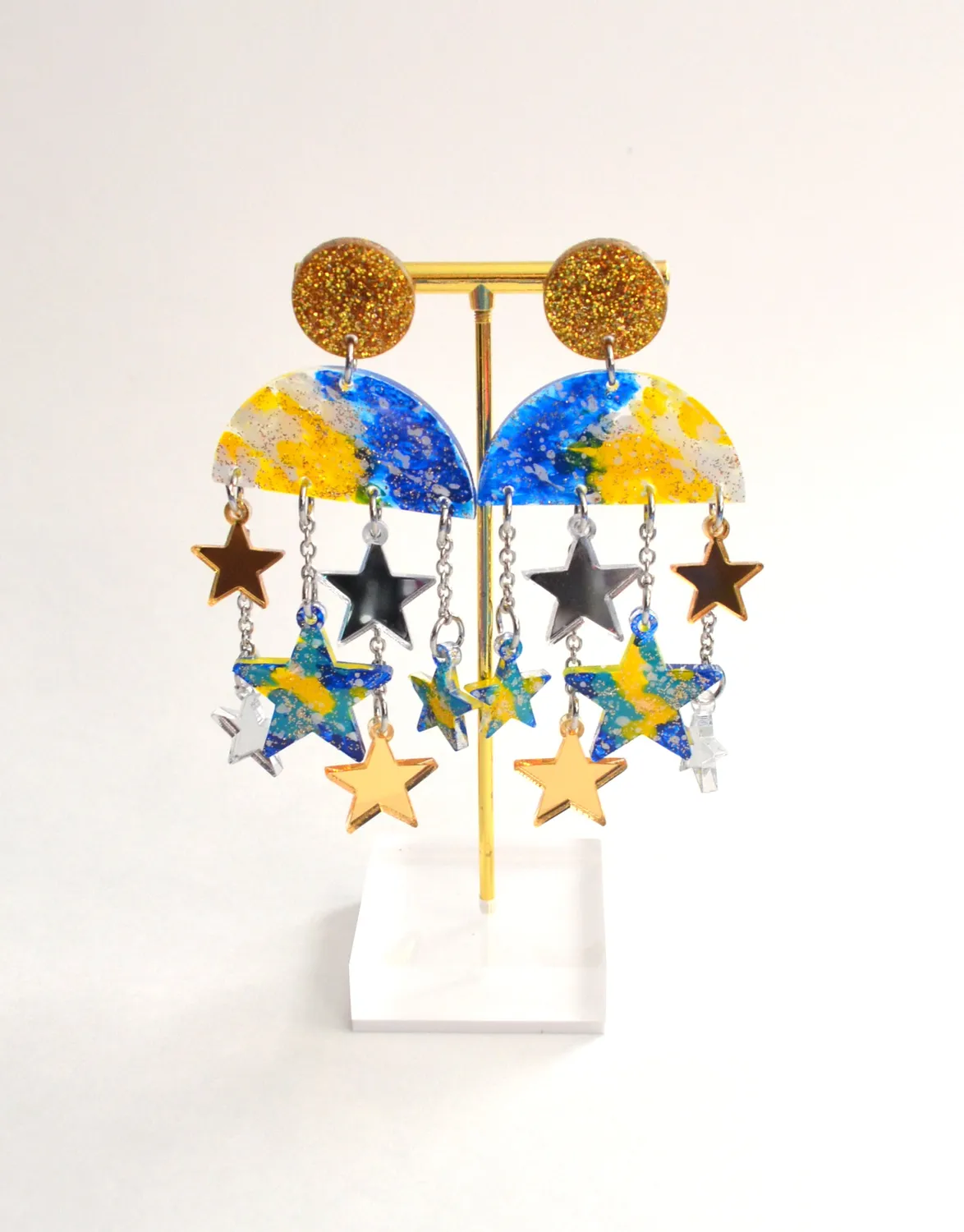 BooandBooFactory Cloud Moon Star øredobber 1 par kjede