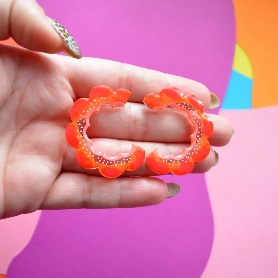 BooandBooFactory Orange Slice halv-hoop øredobber oransje