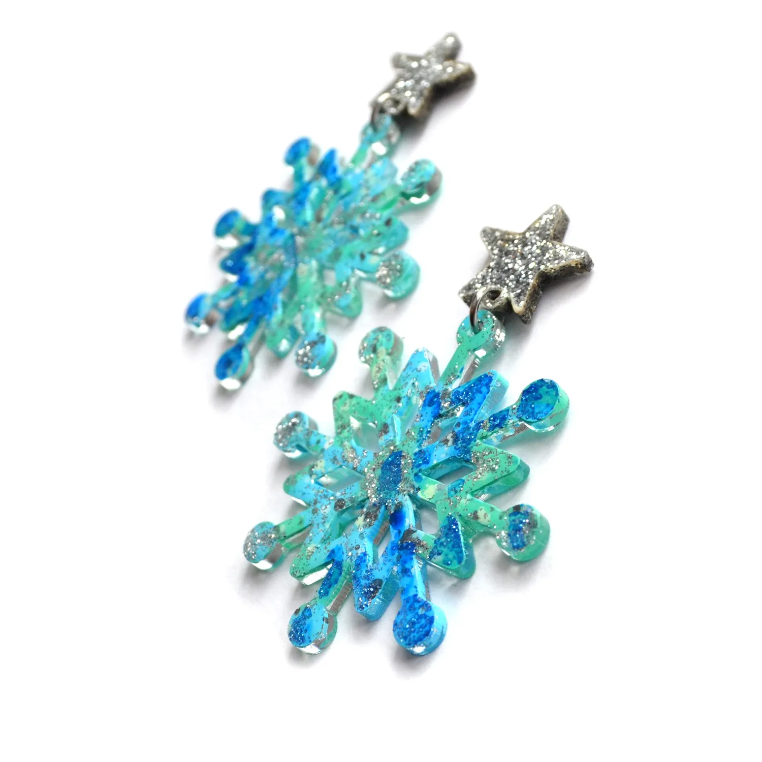 BooandBooFactory Blue Snowflake øredobber vinter