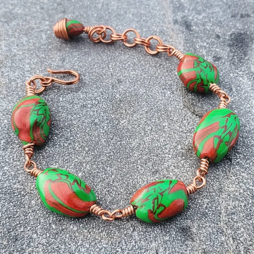 Kunstnerbonden Høstfarger armbånd polymer kobber