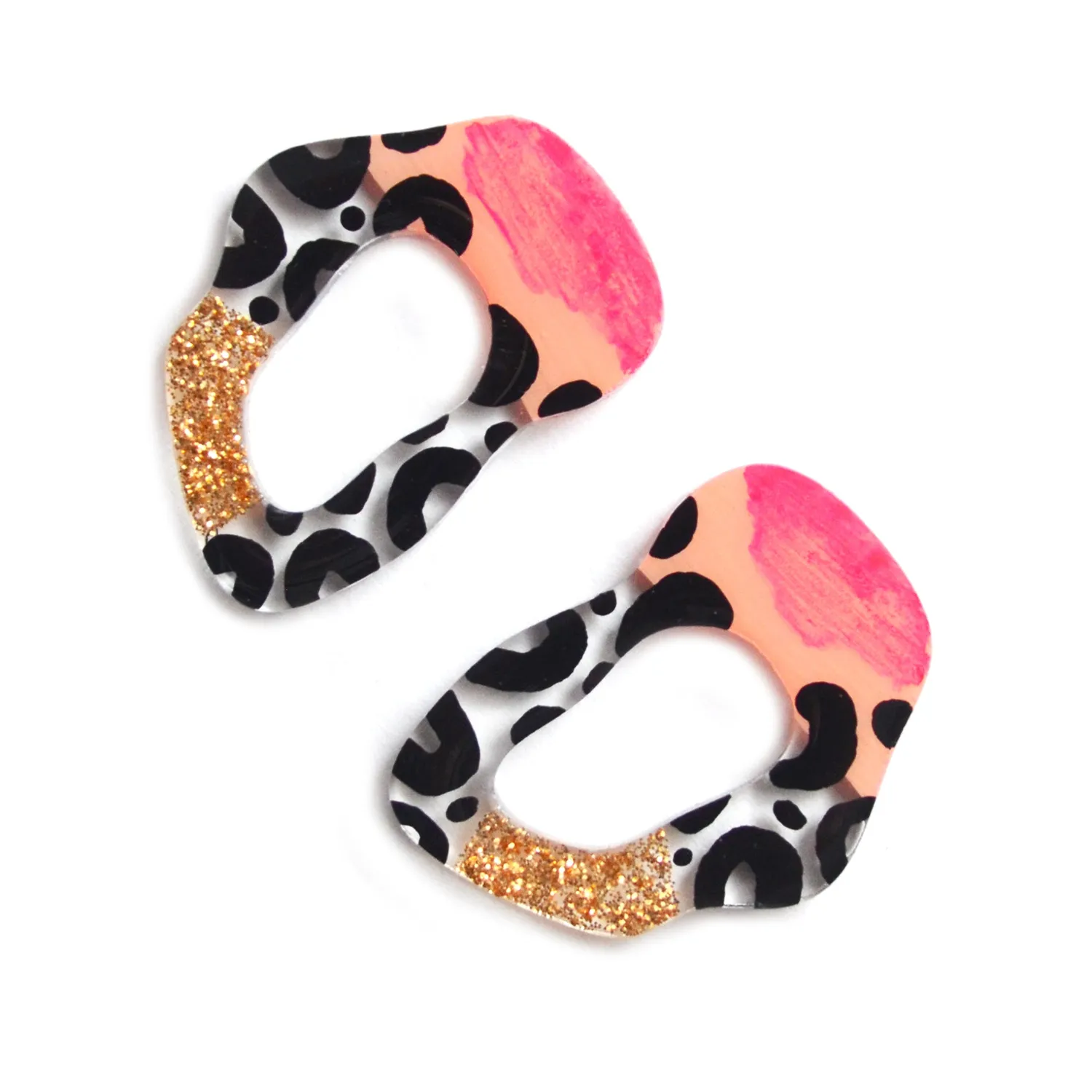 BooandBooFactory Leopard Squiggle hoop øredobber resin