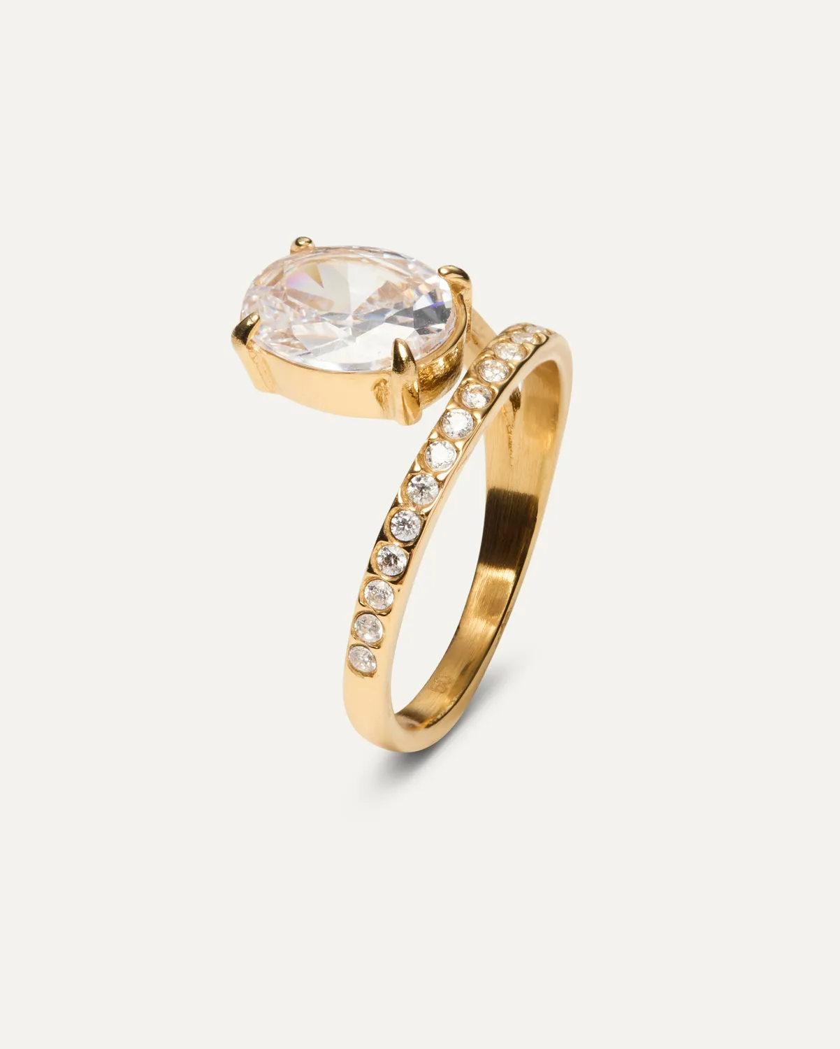 Mockberg Vivienne ring gull 18K hvit zirkonia
