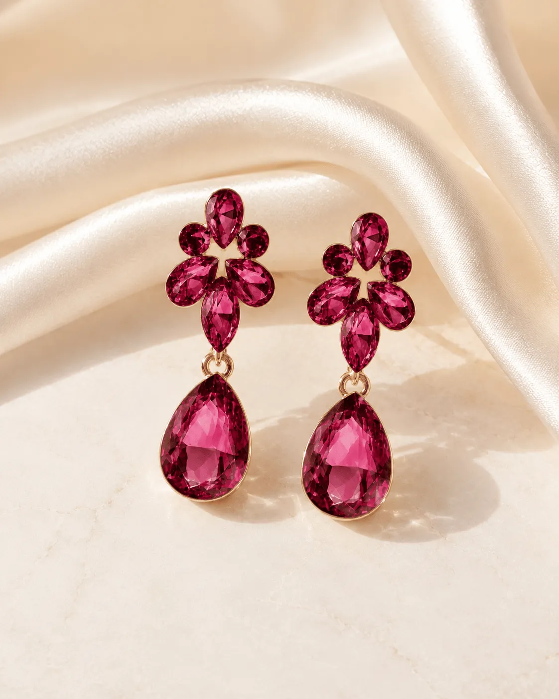 Mea Nani Amara Crystal Drops øredobber rosa krystaller