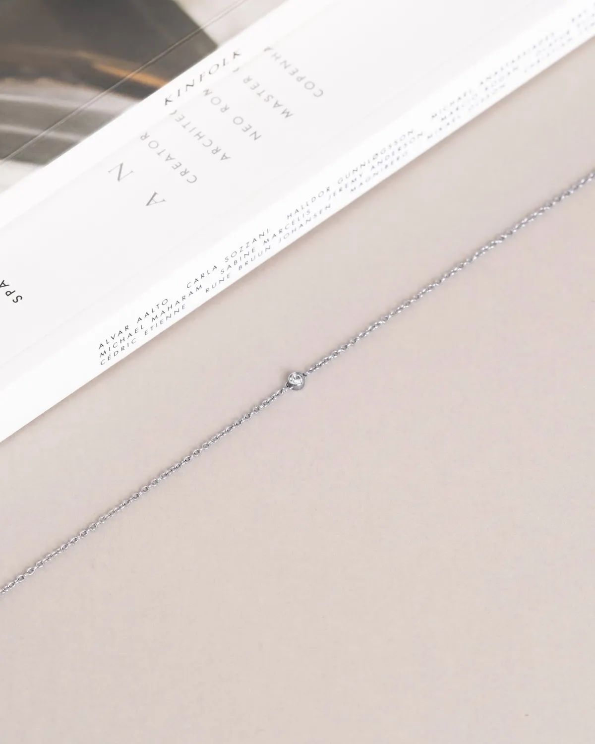 Mockberg Thin Sparkle halskjede sølv 400 mm