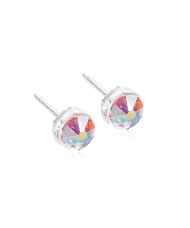 Blomdahl Bezel øredobber rainbow 6 mm plast