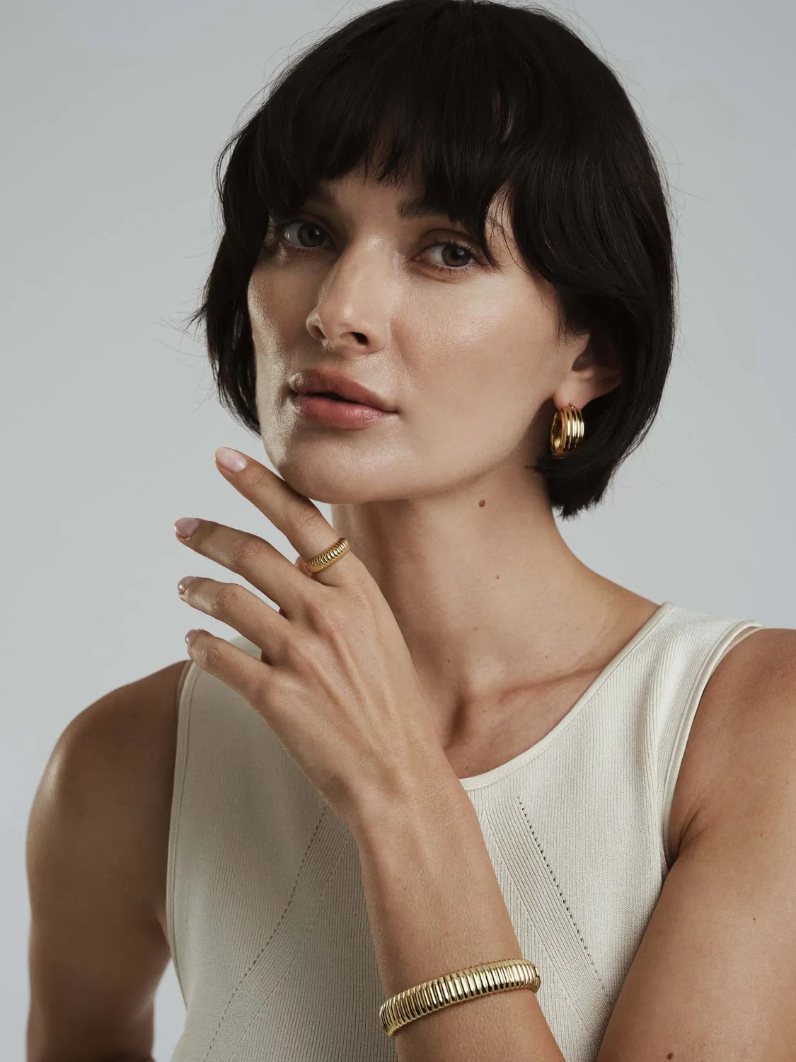 Mockberg Retro Ribbed ring gull 52 stål