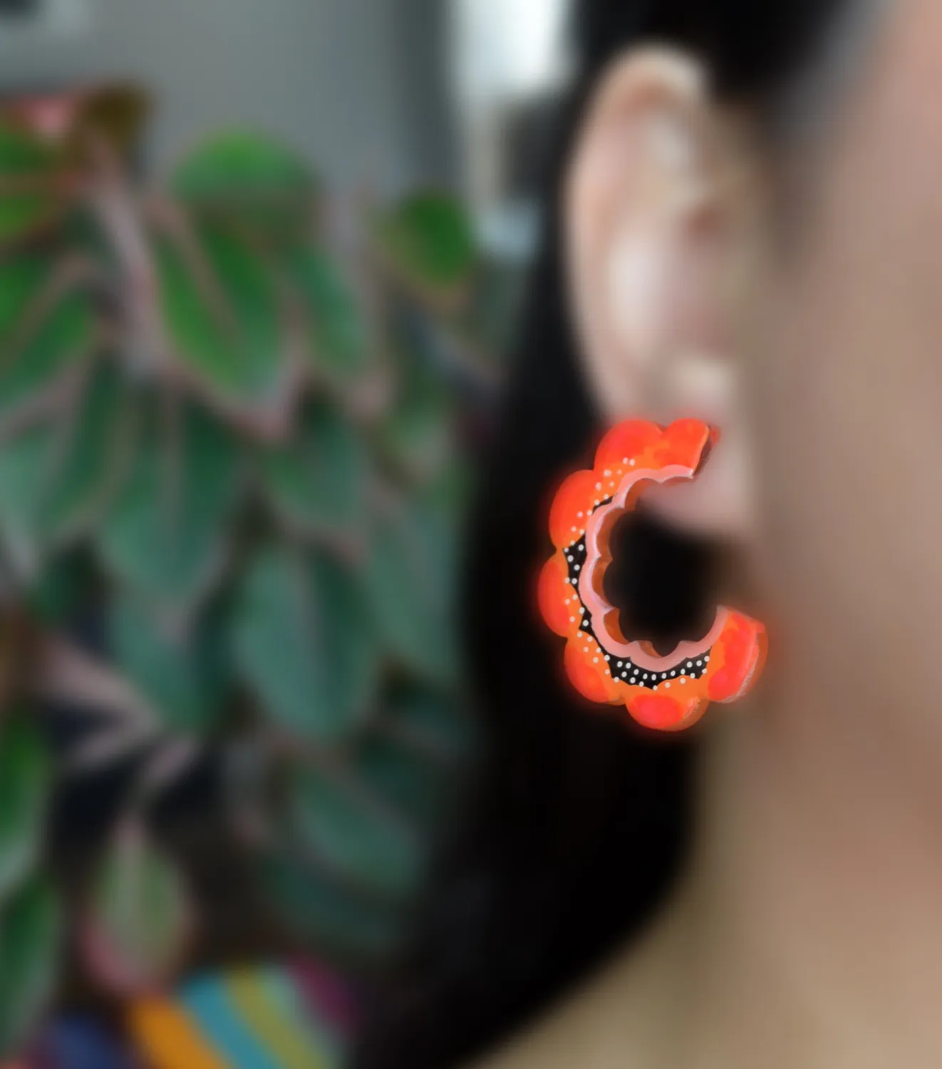 BooandBooFactory Orange Slice halv-hoop øredobber oransje