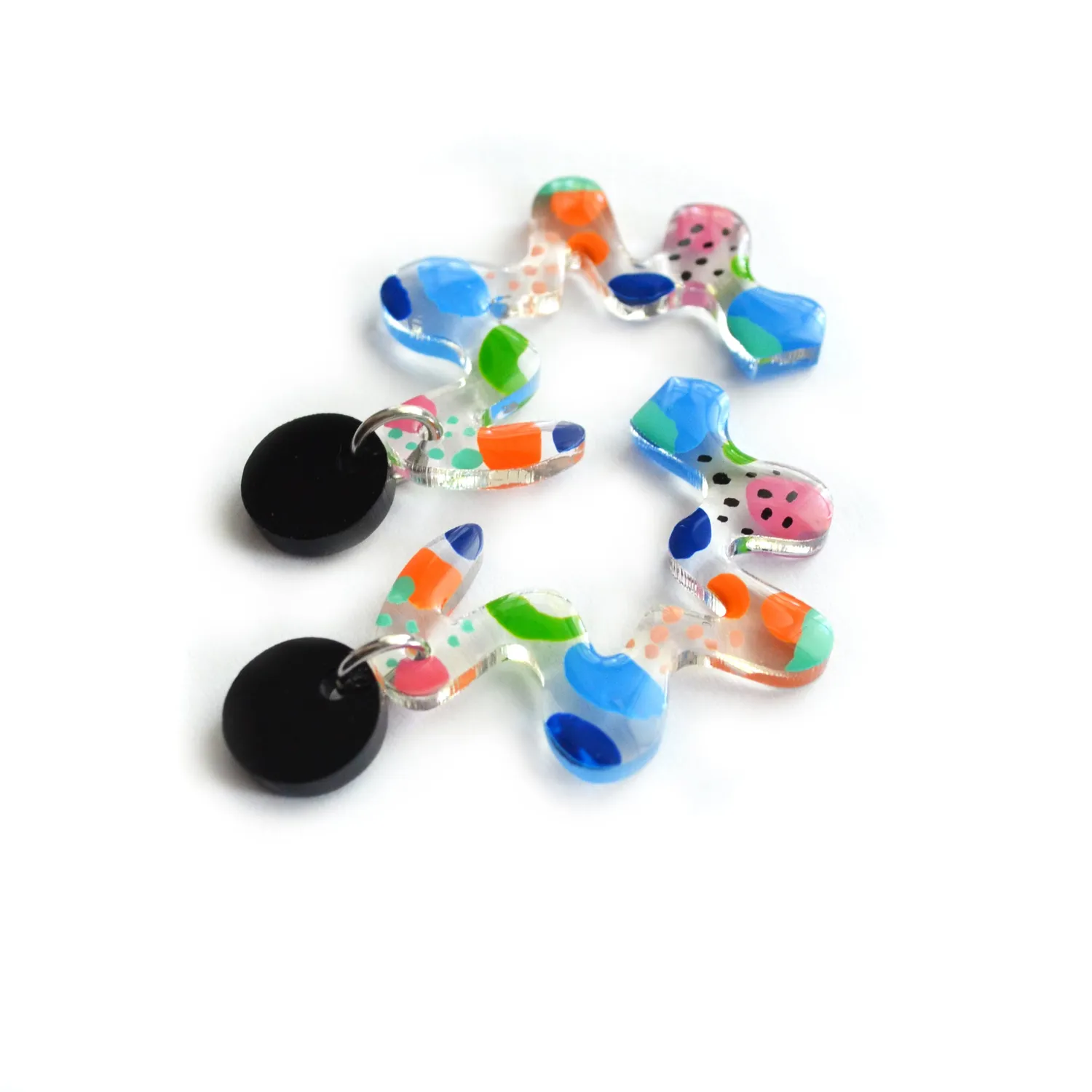BooandBooFactory Clear Squiggle øredobber studs 38 mm