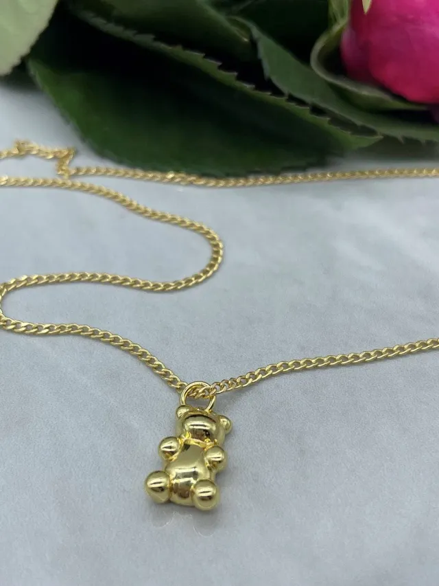 Mea Nani Gold Bear halskjede gull vanntett