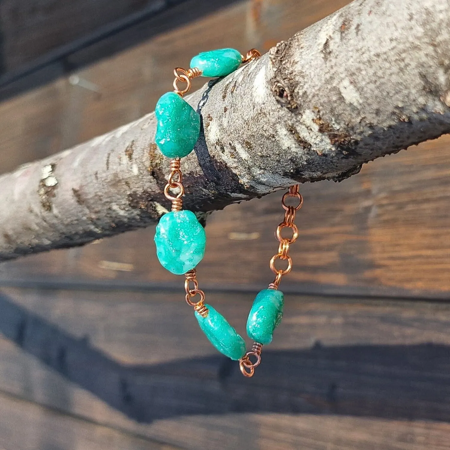 Kunstnerbonden Nerina armbånd kobber jade 17 cm