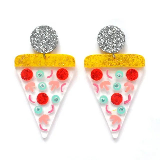 BooandBooFactory Confetti Pizza øredobber klar akryl