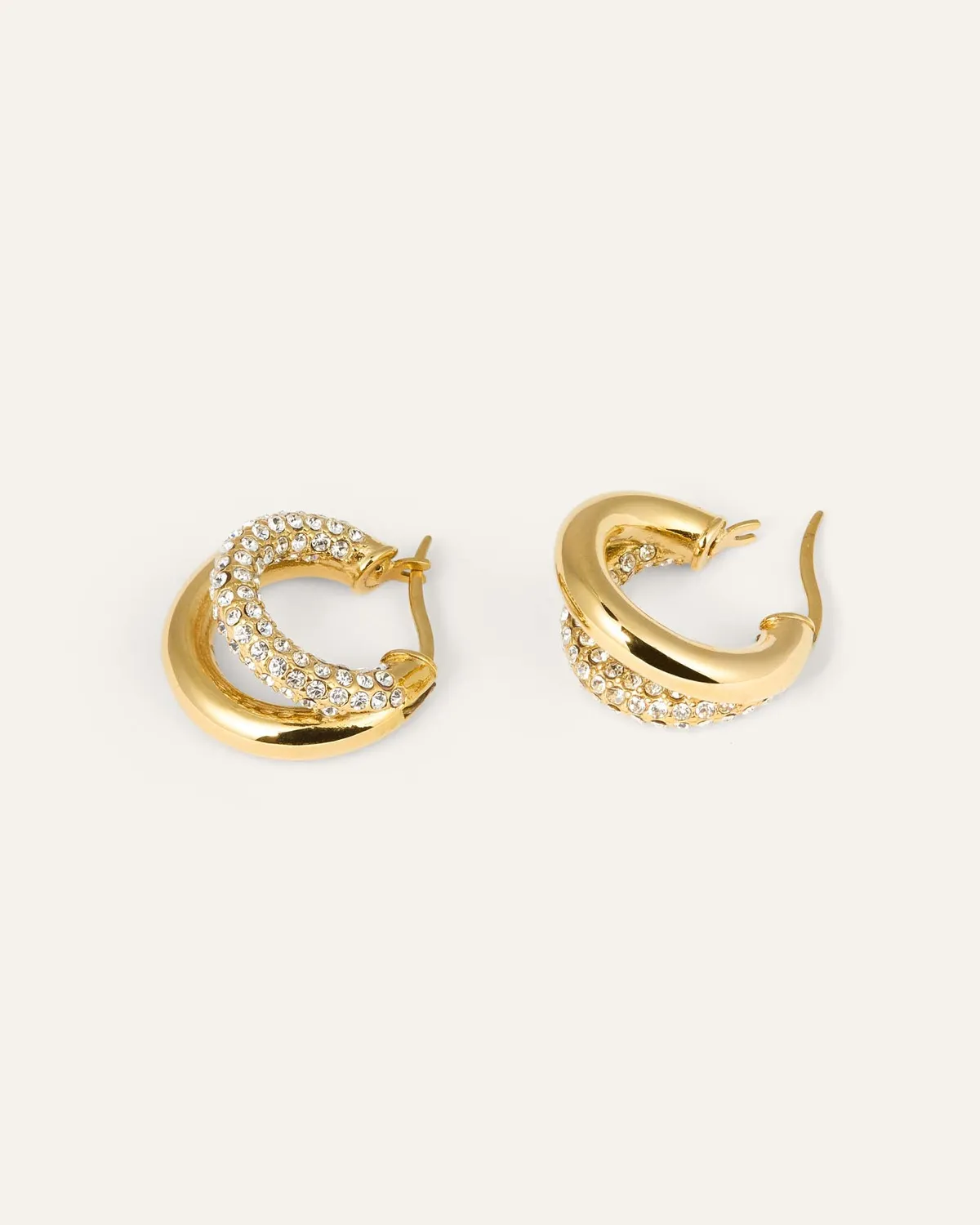 Mockberg Raya Hoops øredobber gull 20 mm krystall