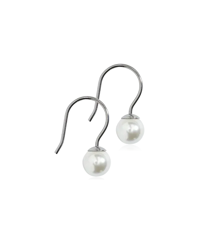 Blomdahl Mini Pendant Pearl øredobb hvit 6 mm titan