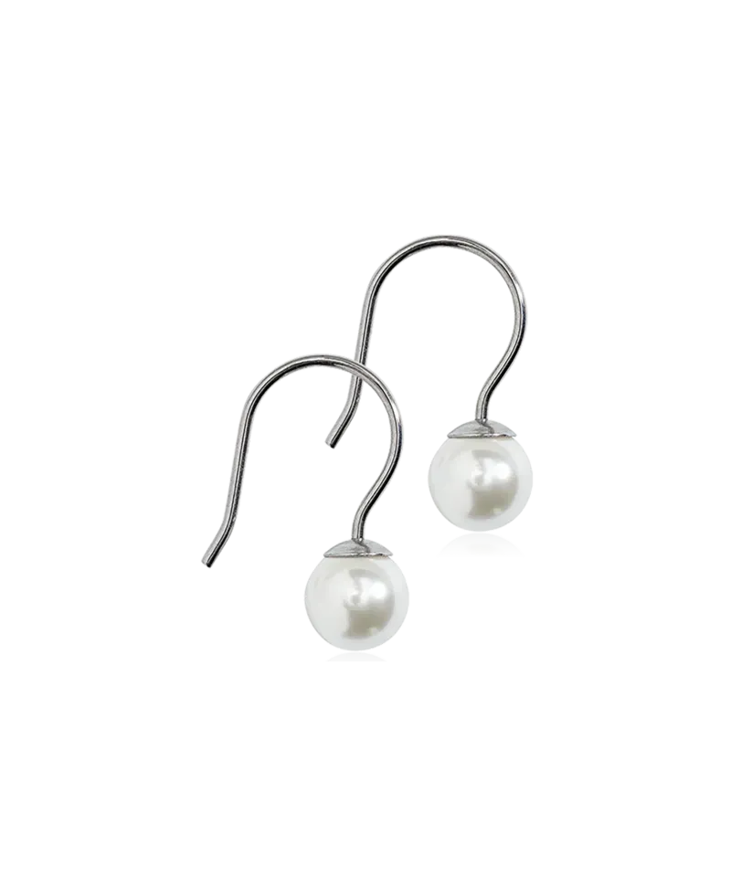 Blomdahl Mini Pendant Pearl øredobb hvit 6 mm titan