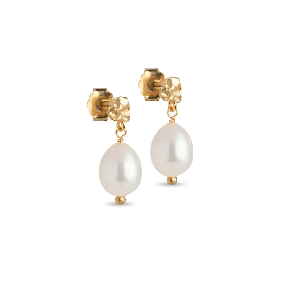 Enamel Poe Pearl studs 14x6 mm perle gull