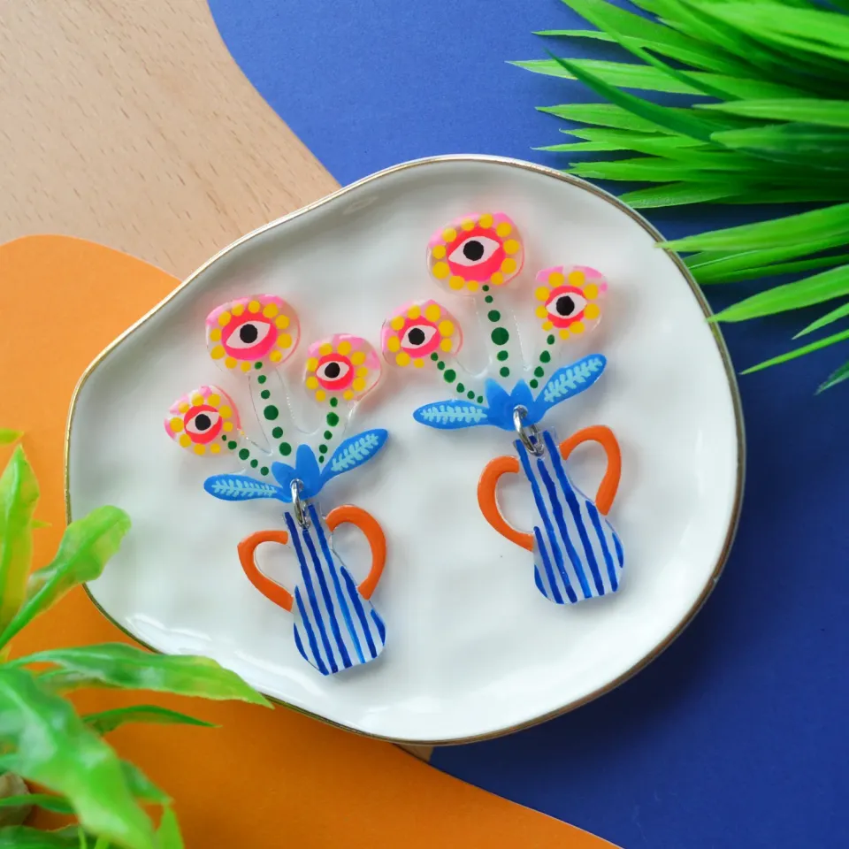 BooandBooFactory Alien Eye Flower øredobber akrylblomst