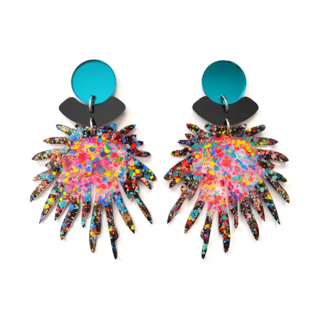 BooandBooFactory Confetti Pom Pom øredobber flerfarget
