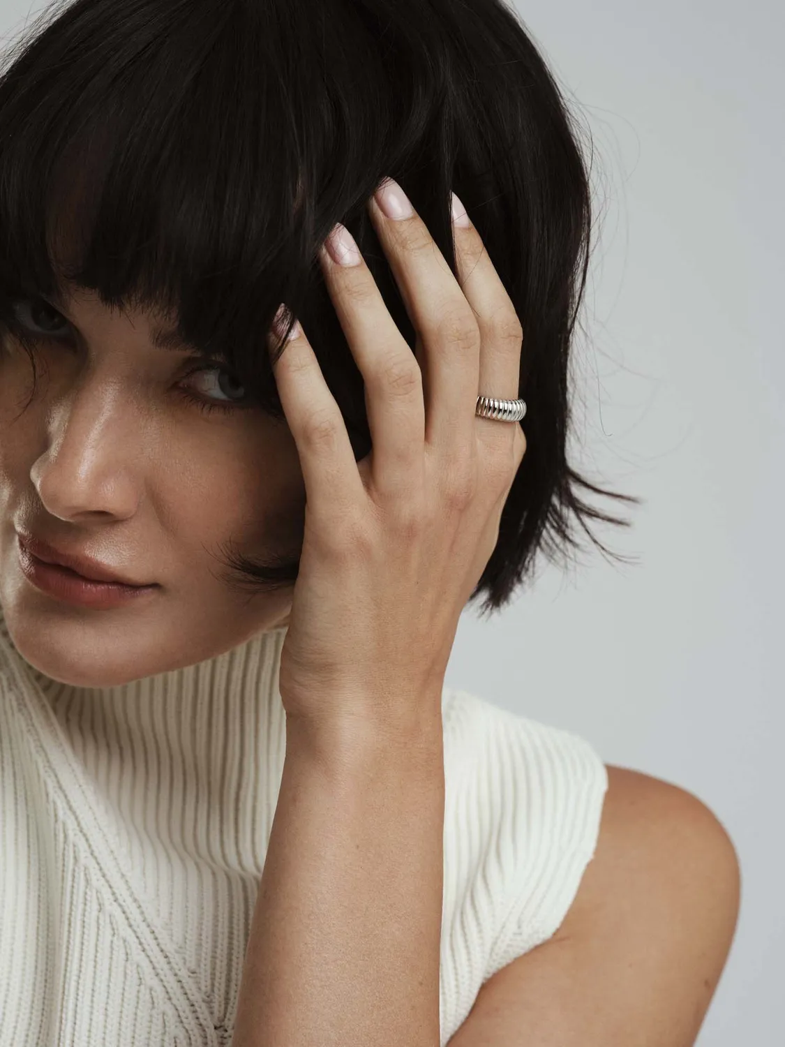 Mockberg Retro Ribbed ring sølv ribbet