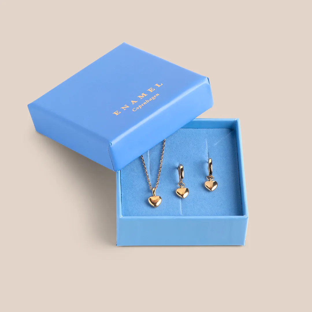Enamel Amore Gold Classic smykkesett hjerte