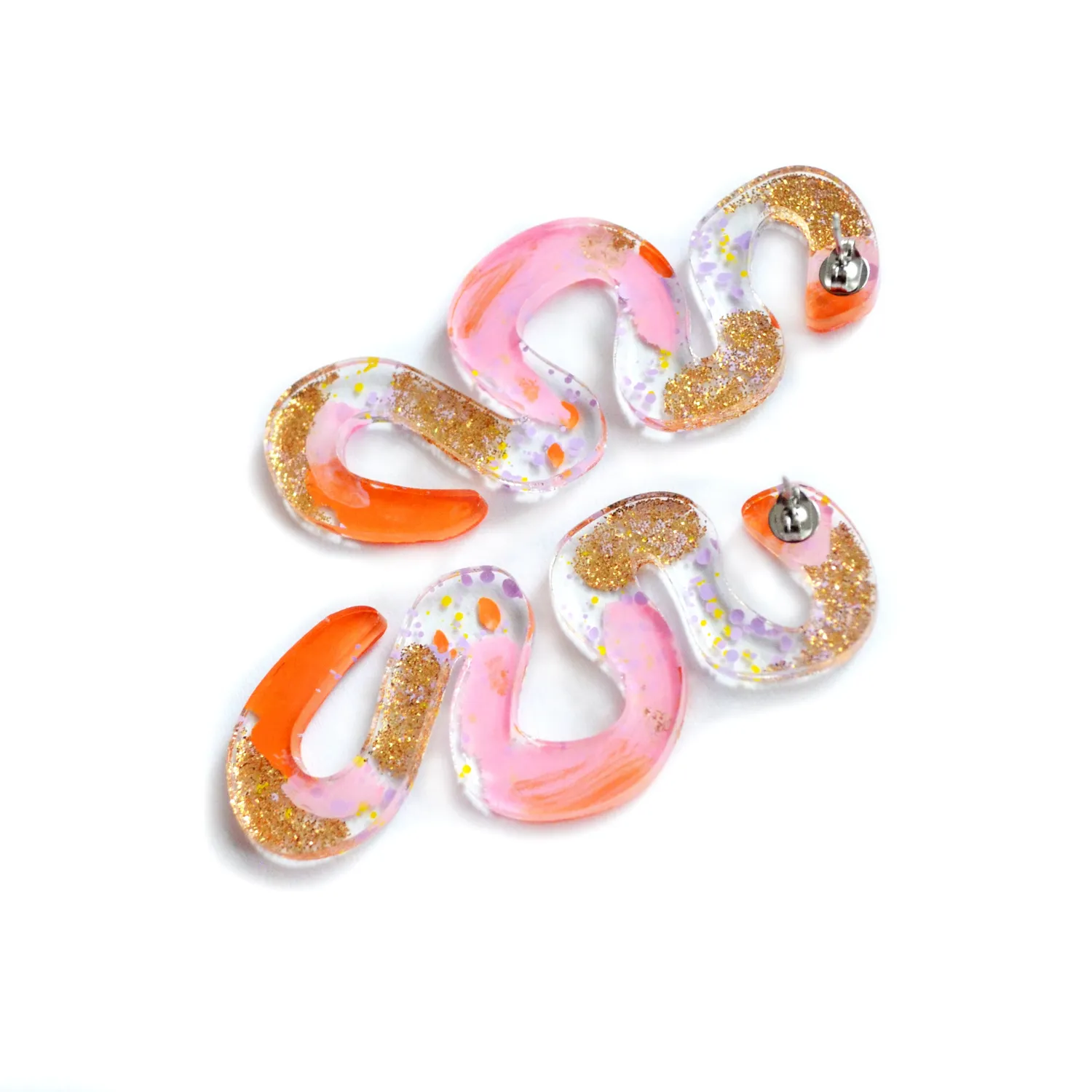 BooandBooFactory Squiggle øredobber oransje gull