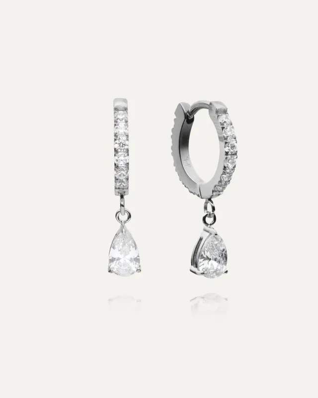 Mockberg Estelle Steel Hoops øredobber 14 mm sølv med zirkonia
