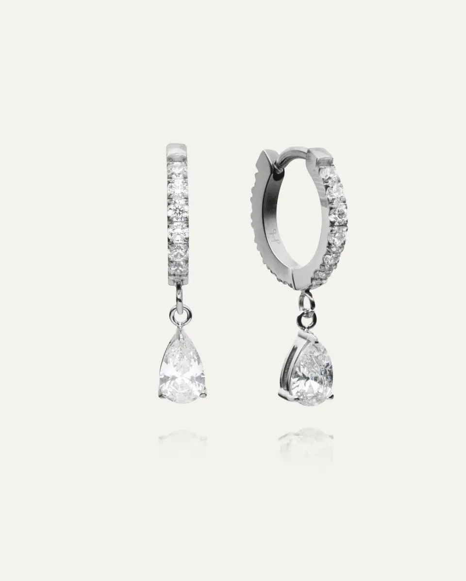Mockberg Estelle Steel Hoops øredobber 14 mm sølv med zirkonia