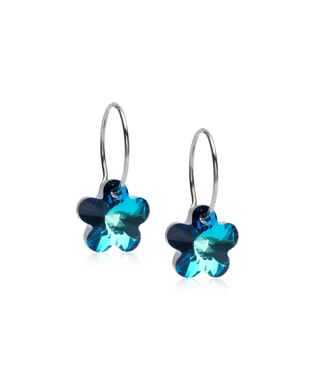 Blomdahl Pendant Flower øredobber turkis 14 mm titan