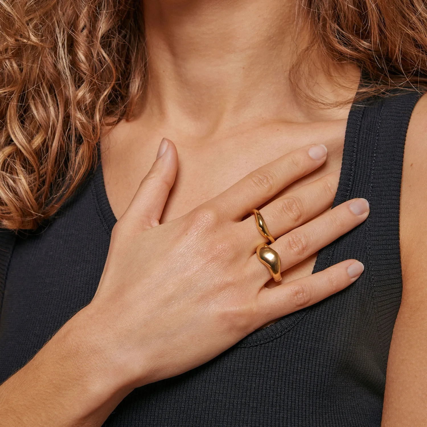 Enamel Agnete Small ring 46-61 gull polert