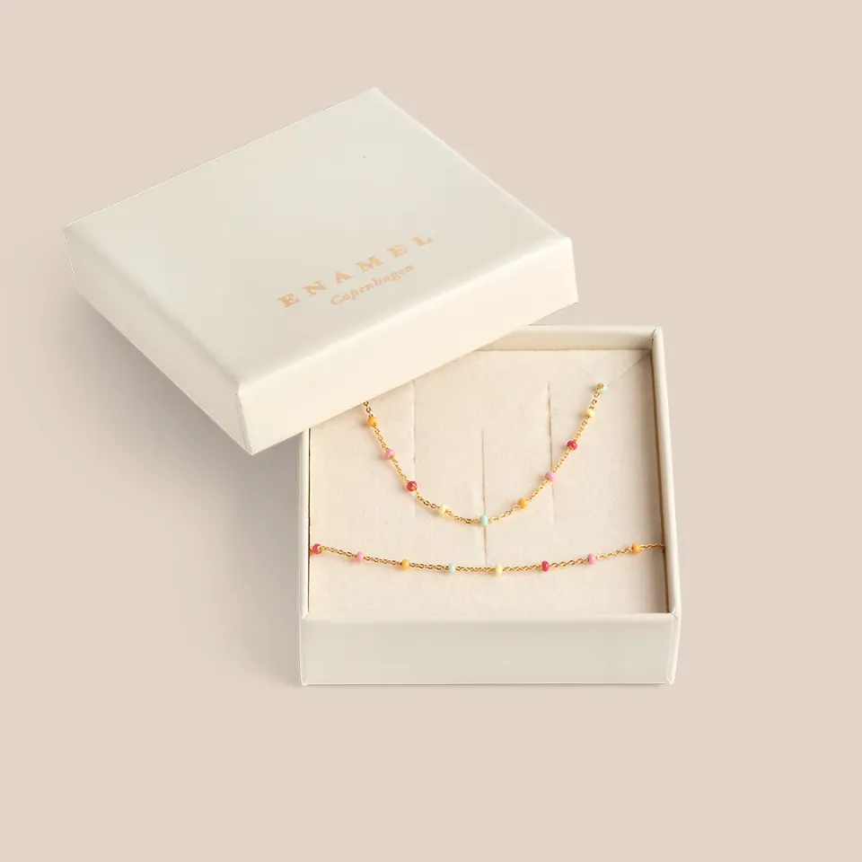 Enamel Lola Rainbow smykkesett halskjede + armbånd gave