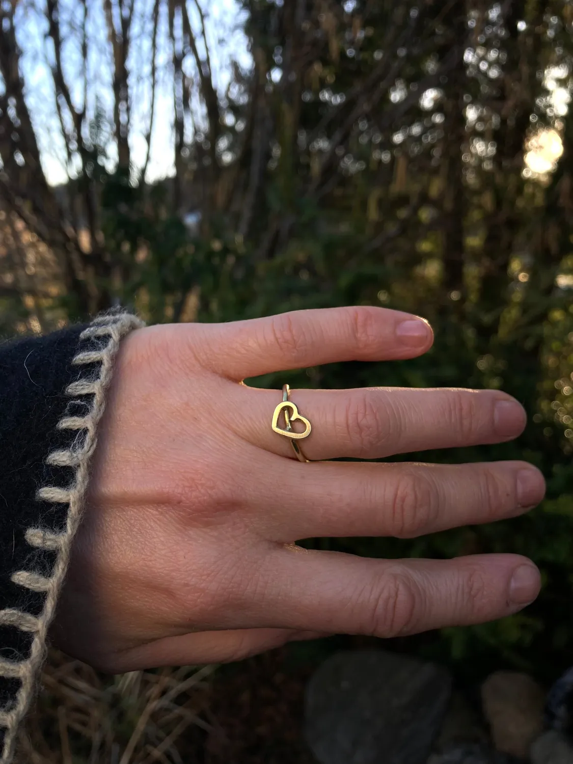 Sivia Åpent hjerte ring sølv justerbar 48-58