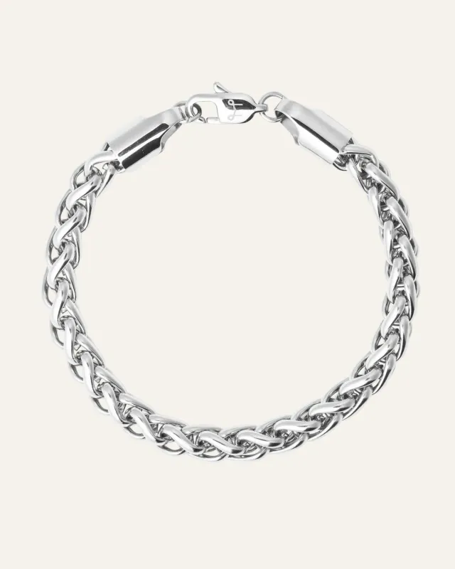 Mockberg Rebel Chain armbånd sølv flettet stål