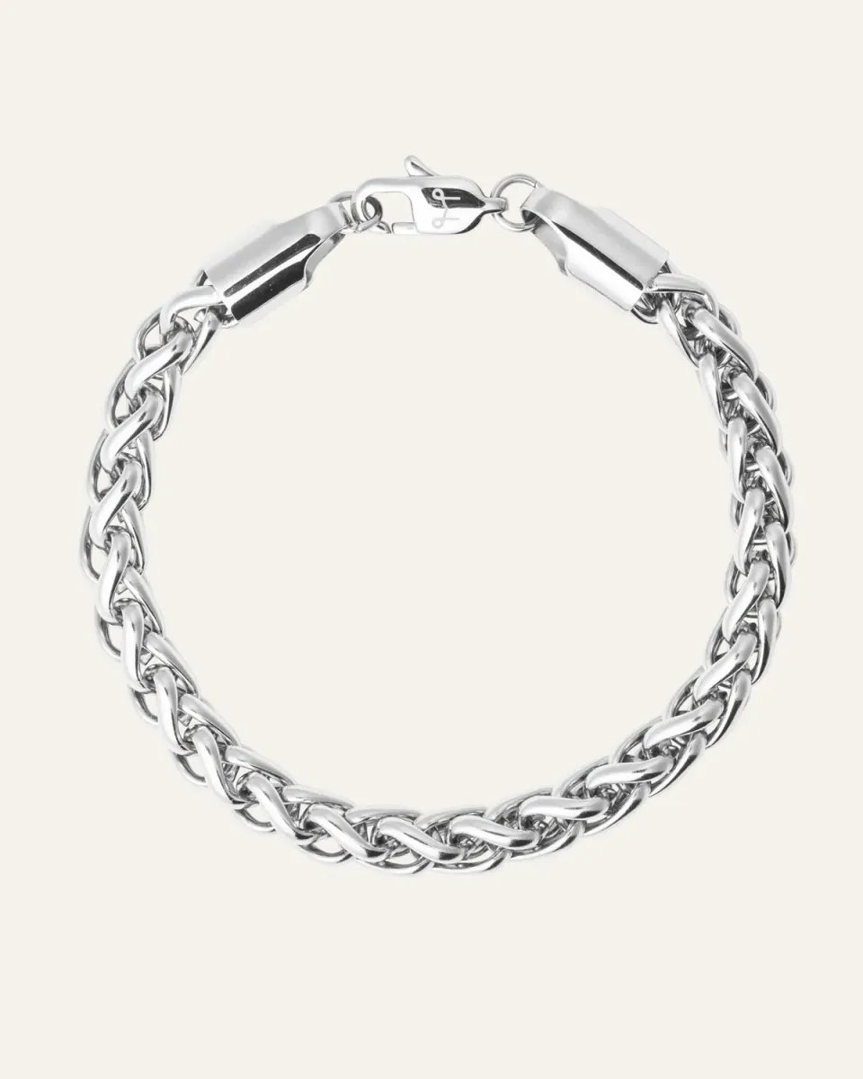 Mockberg Rebel Chain armbånd sølv flettet stål