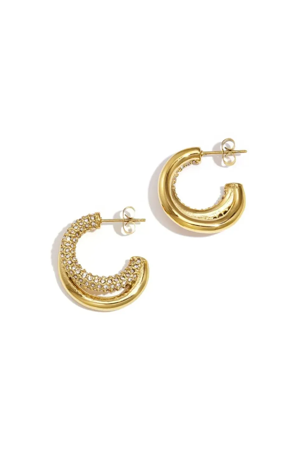 Mea Nani Spark Hoops øreringer gull doble 14K