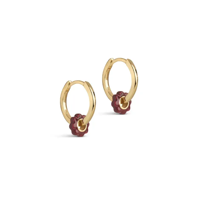 Enamel Tokens Flower øredobber 16x7 mm bordeaux