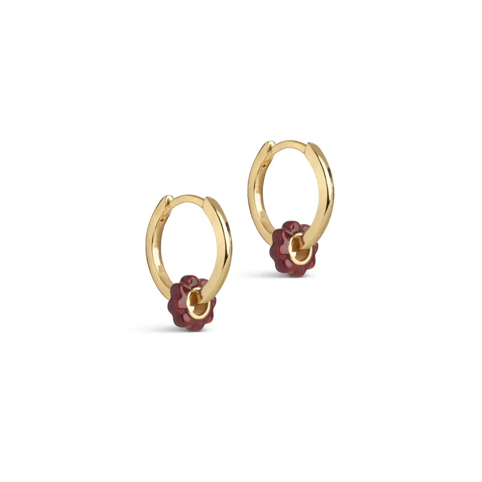 Enamel Tokens Flower øredobber 16x7 mm bordeaux
