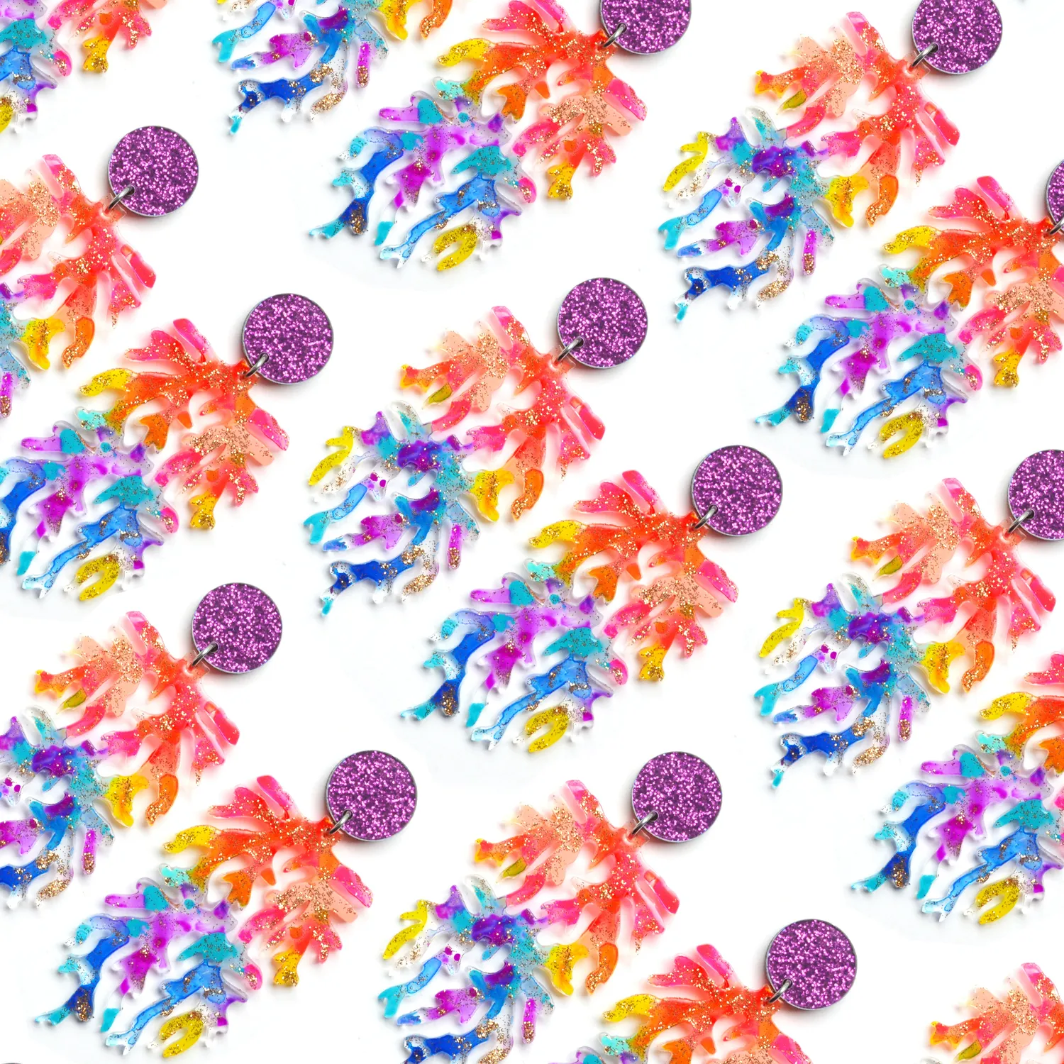 BooandBooFactory Rainbow Coral øredobber 1 par regnbue