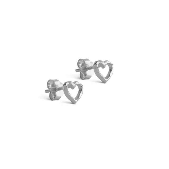 Enamel Organic Heart ørestikker 6,5 mm sølv