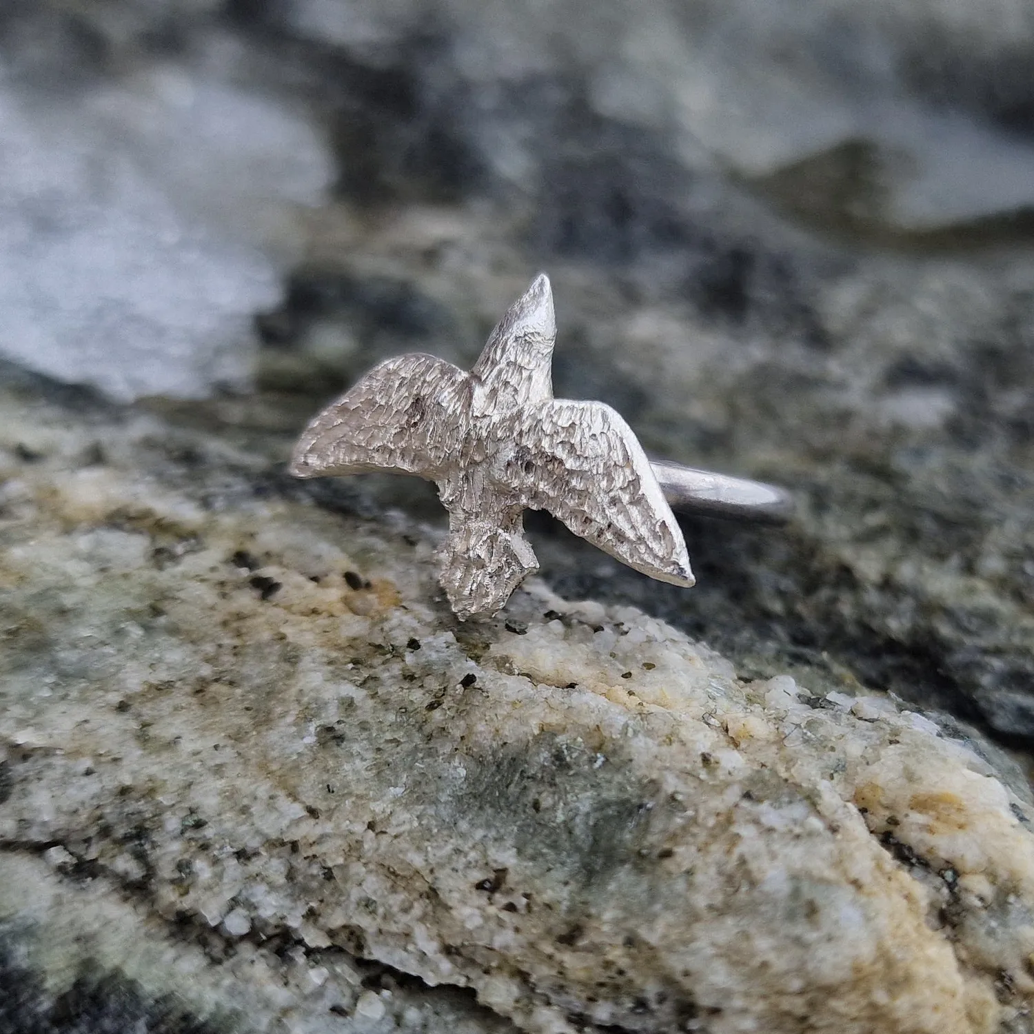 Kunstnerbonden Fri som fuglen mini ring sølv