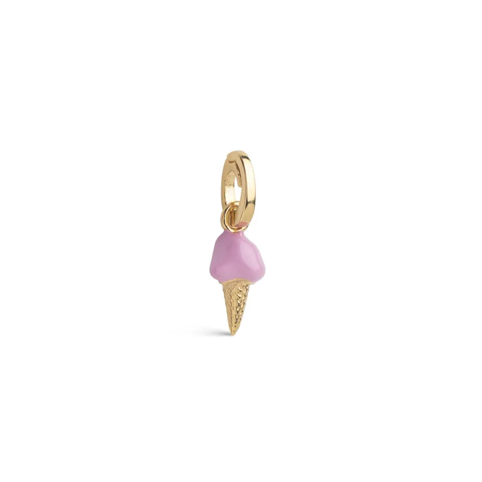Enamel Fluffy Icecream charm rosa gull 10 mm