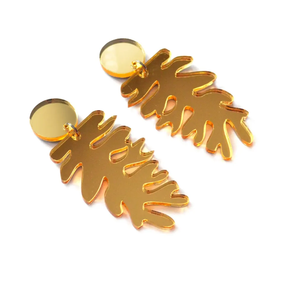 BooandBooFactory Gold Leaf Statement øredobber gull speil