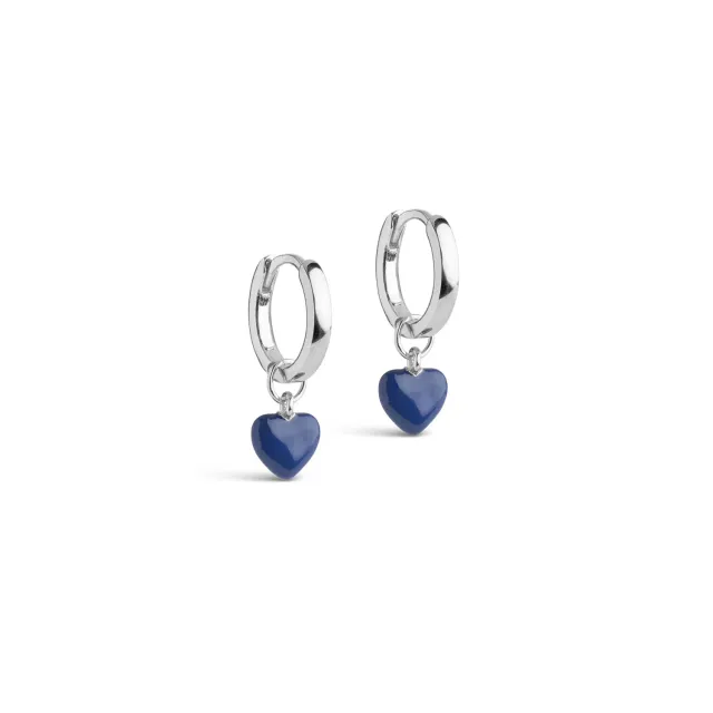 Enamel Amore hoops 20 mm sølv indigo hjerte