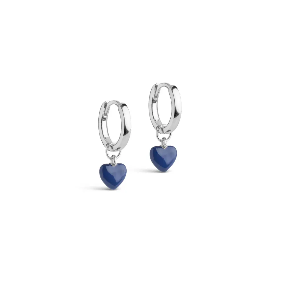 Enamel Amore hoops 20 mm sølv indigo hjerte